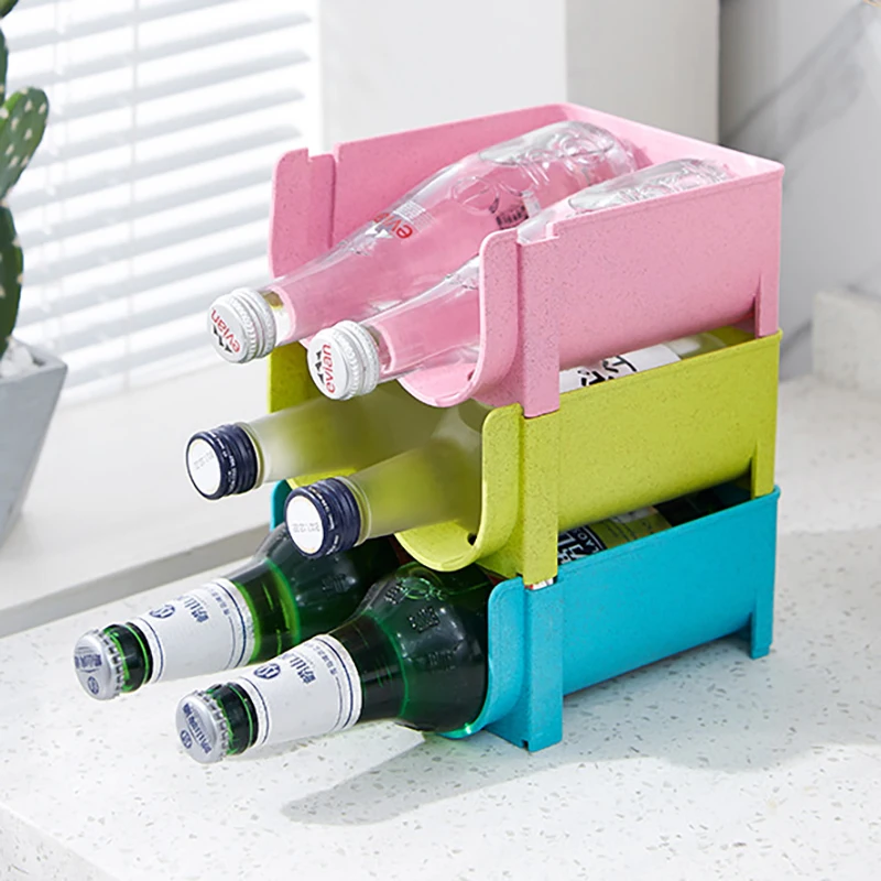 1/3 Uds.-organizador de cocina, estante para refrigerador, lata, soporte para botellas de vino y cerveza, organizador de almacenamiento de cocina, organizador para nevera