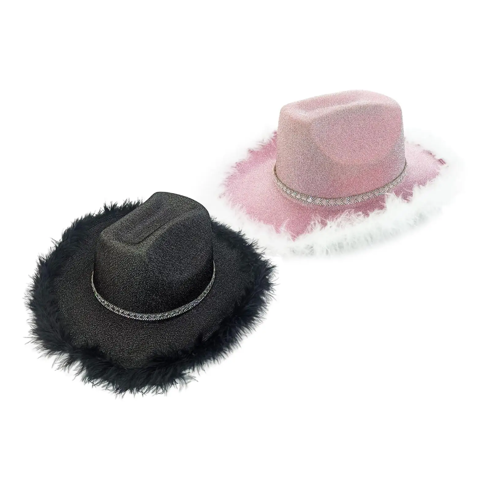 Cowboy Hat Cowgirl Hat with Artificial Feather for Ladies Girls Dress up