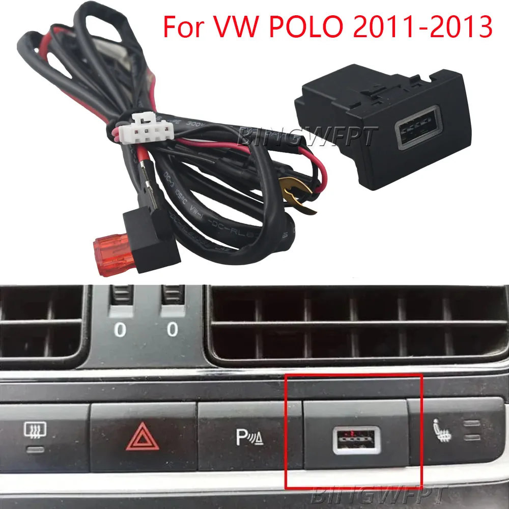 

Auto Phone Fast Charging Adapter Car Charger QC3.0 USB Interface Socket Switch With Fuse For Volkswagen POLO 2011-2013