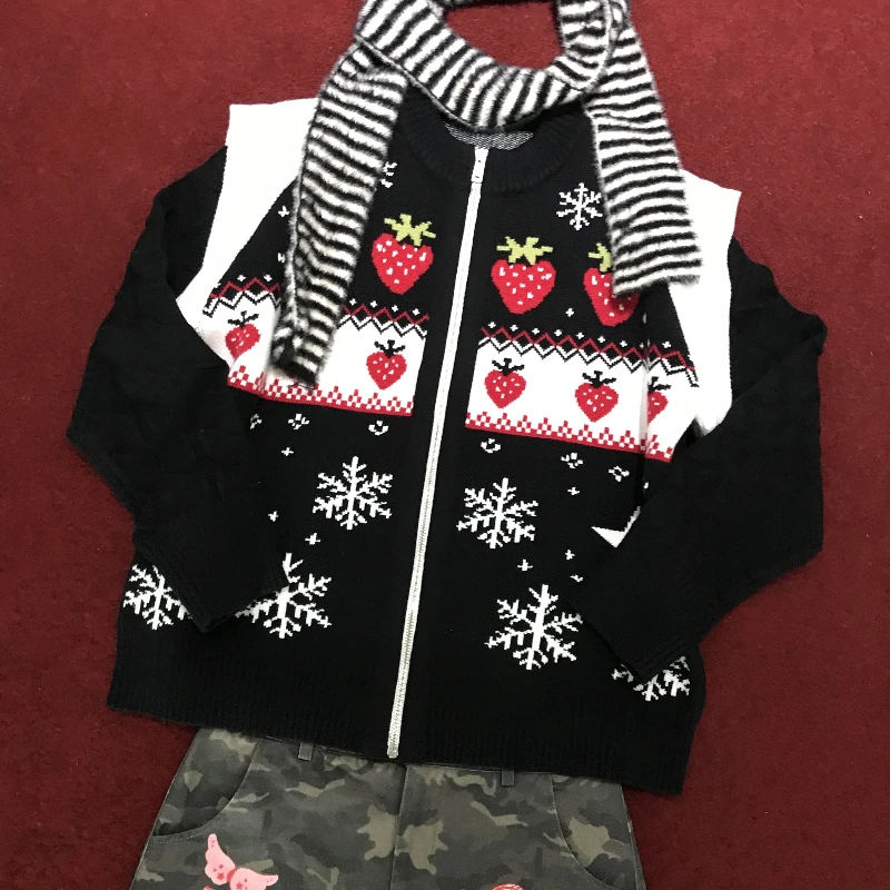 شتاء جديد لطيف الجاكار سستة فضفاضة سميكة الدافئة المرأة سترة الأصلي الرجعية تصميم تنوعا التخسيس سترة معطف السيدات #5