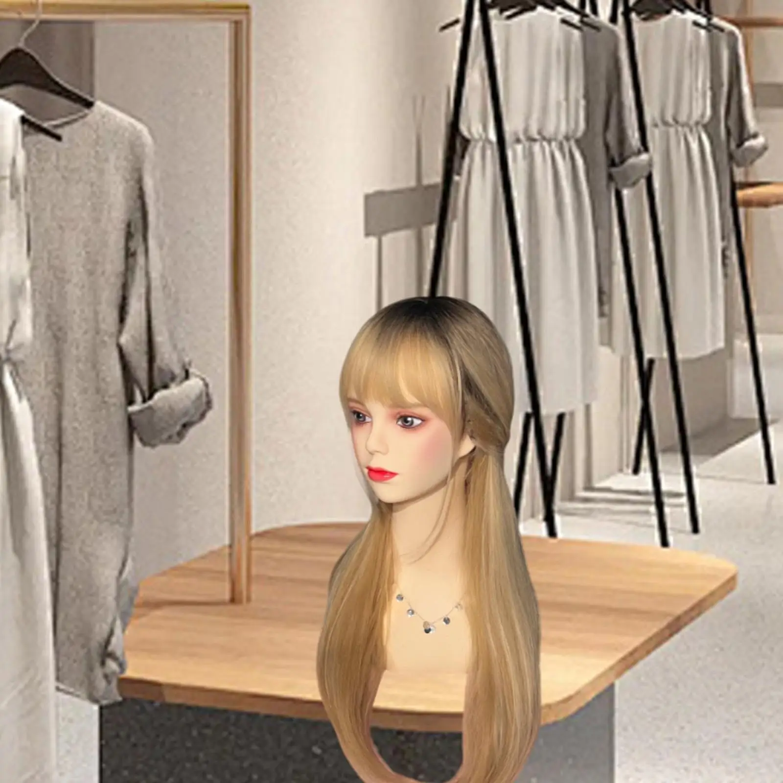 Female Mannequin Head Hat Rack Wig Stand with Makeup for Headbands Necklace