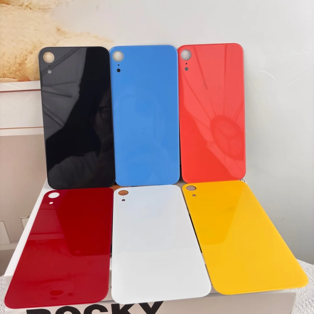 For Apple iPhone XR Back Glass Battery Cover, Big Hole Rear Door Housing Panel Replacement Repair Parts, Multi Color Back Case