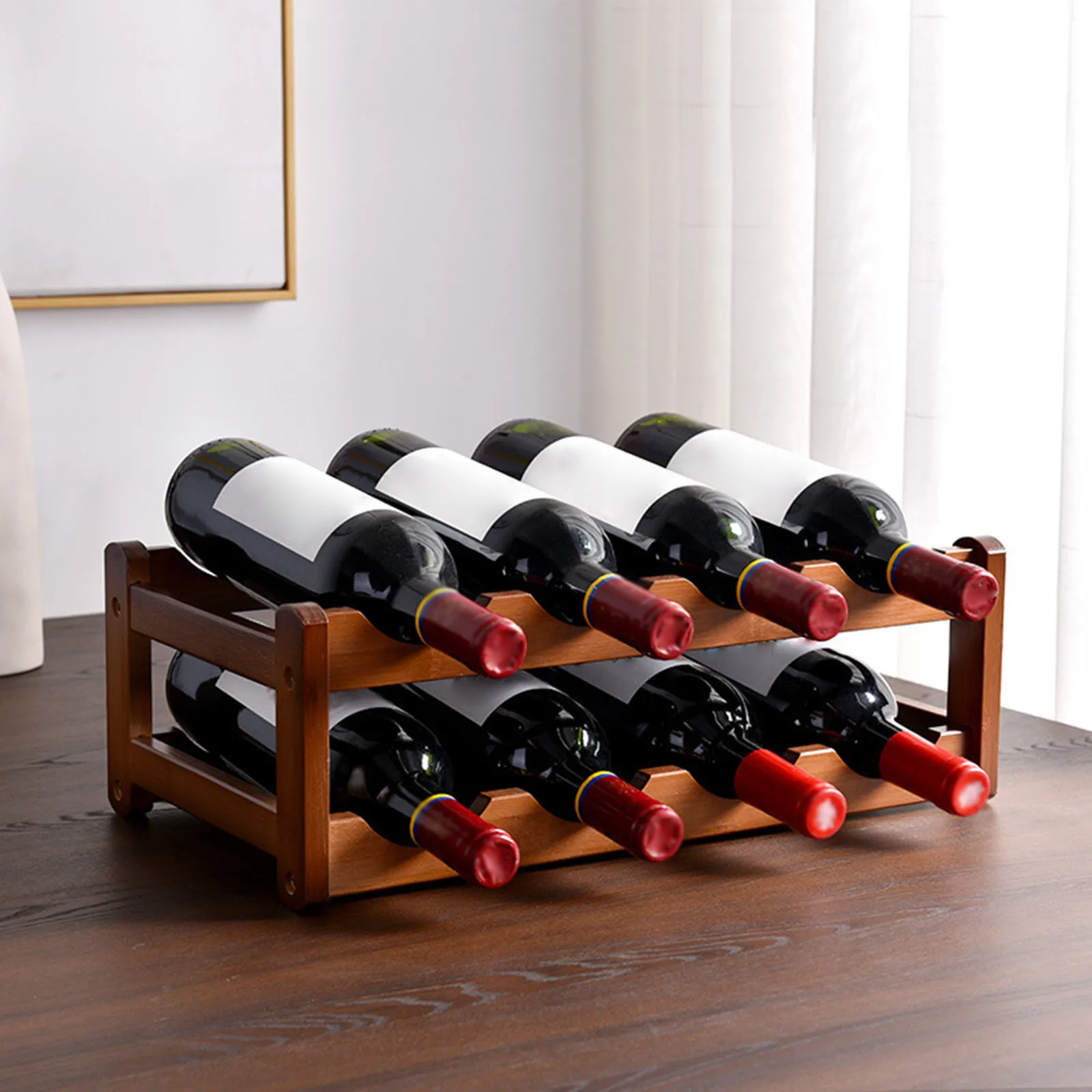 Wood Wine Rack Smooth Surface Decoration Thicken Material Red Wine Display for Bar Dining Room Living Room Household Home