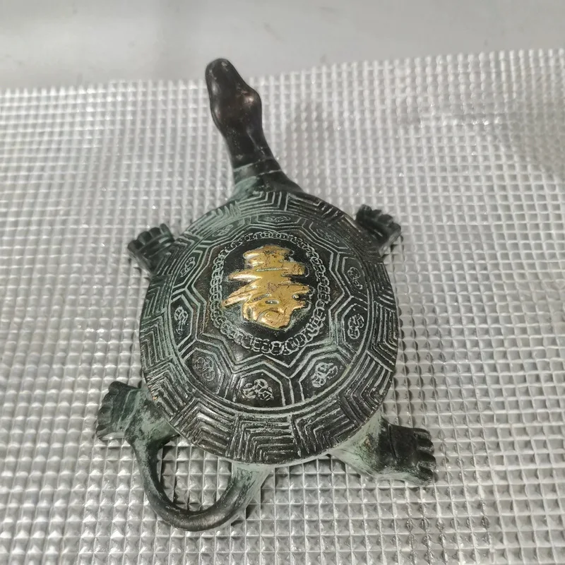 Vintage Distressed Bronze Antique Craft Collectible (Longevity Turtle) Ornament