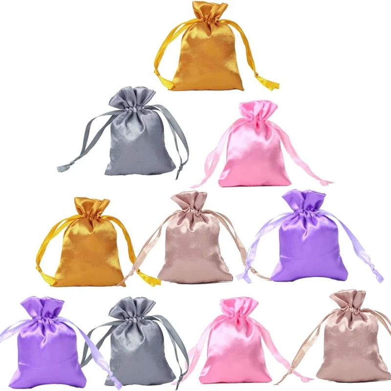 

50PCS Satin Jewellery Pouches Jewellery Drawstring Bags Candy Gift Bags Gift Jewellery Bags, Drawstring Bags for Wedding Party