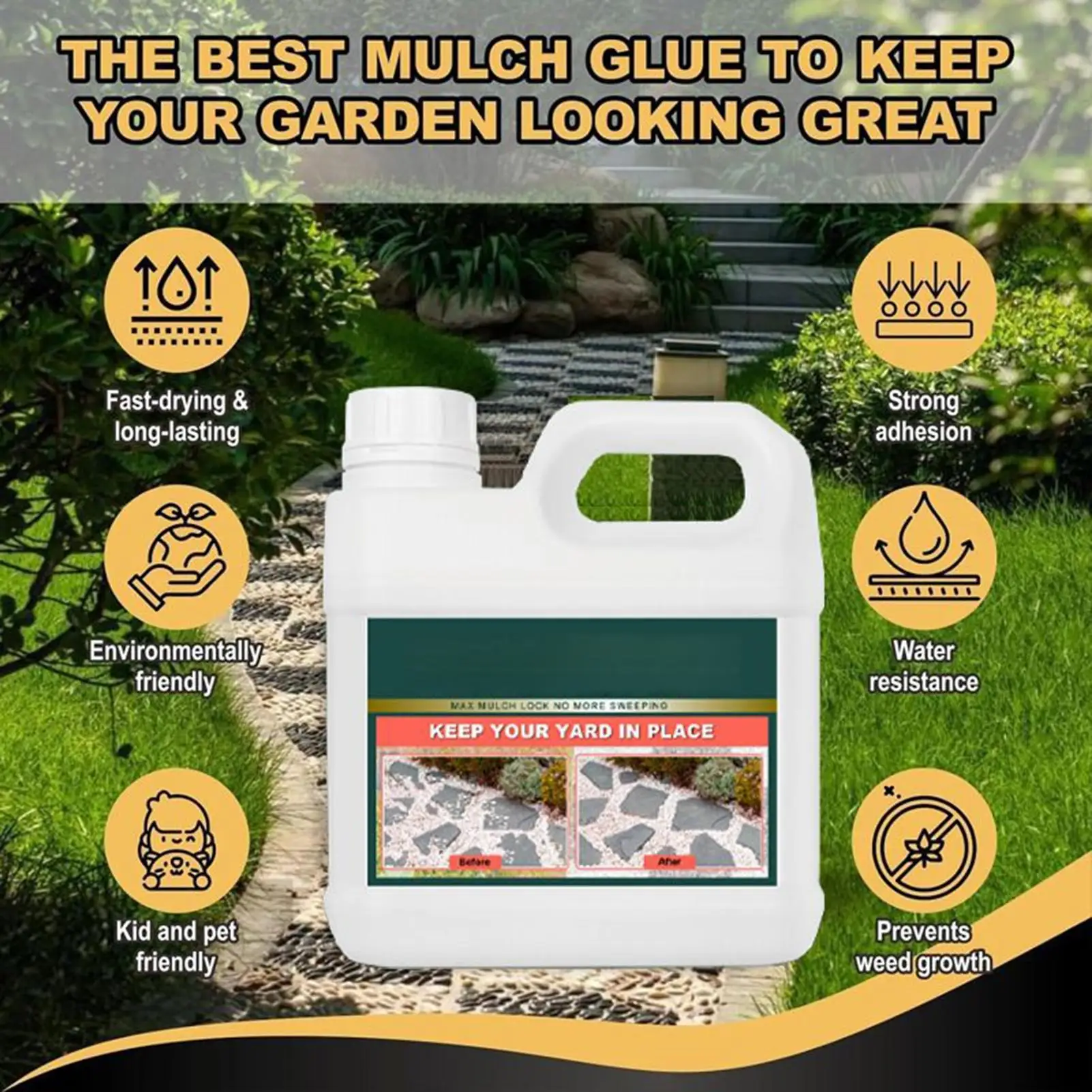 Cola de rocha forte pedra adesiva pasta de cascalho agente de ligação invisível caminho natural seixos paisagismo jardim garagem reparação