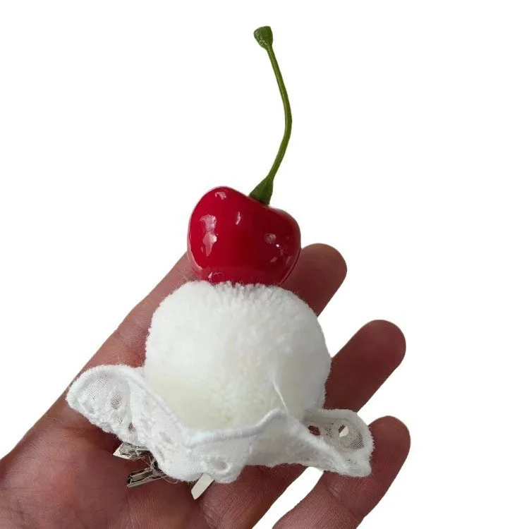 2 قطعة Kawaii لوليتا مشبك شعر حلو الآيس كريم الفراولة الكرز دبابيس الشعر القوس دبوس الشعر