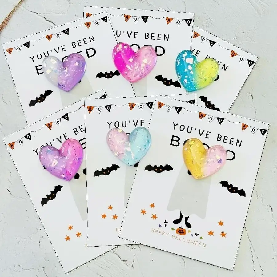 1/5/10/20/50/100pcs  Acrylic Resin Cute Heart Dog Pocket Hugs, Mini Decorative Animal Encouragement Cards for Family, Friends, a