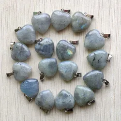 Good Quality natural labradorite stone Fashion thick heart pendants 20mm for jewelry making free shipping Wholesale 25pcs/lot