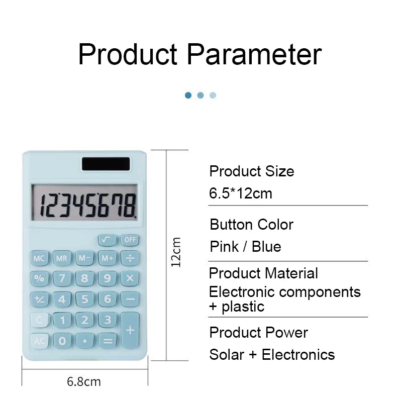 آلة حاسبة صغيرة مكونة من 8 أرقام تعمل بالطاقة الشمسية وآلات حاسبة لطيفة للطلاب محمولة سهلة الحمل ولطيفة كاواي ومستلزمات مكتبية مدرسية إبداعية