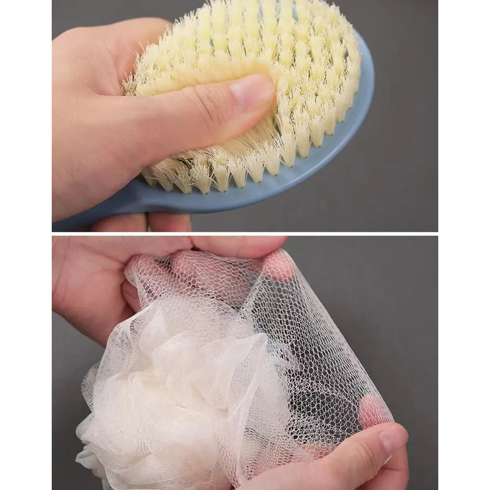حمام فرشاة الجسم 2 في 1 فرشاة الظهر الناعمة لطيف التقشير دش الإسفنج فرشاة تنظيف الحمام تنظيف أداة الملحقات #5