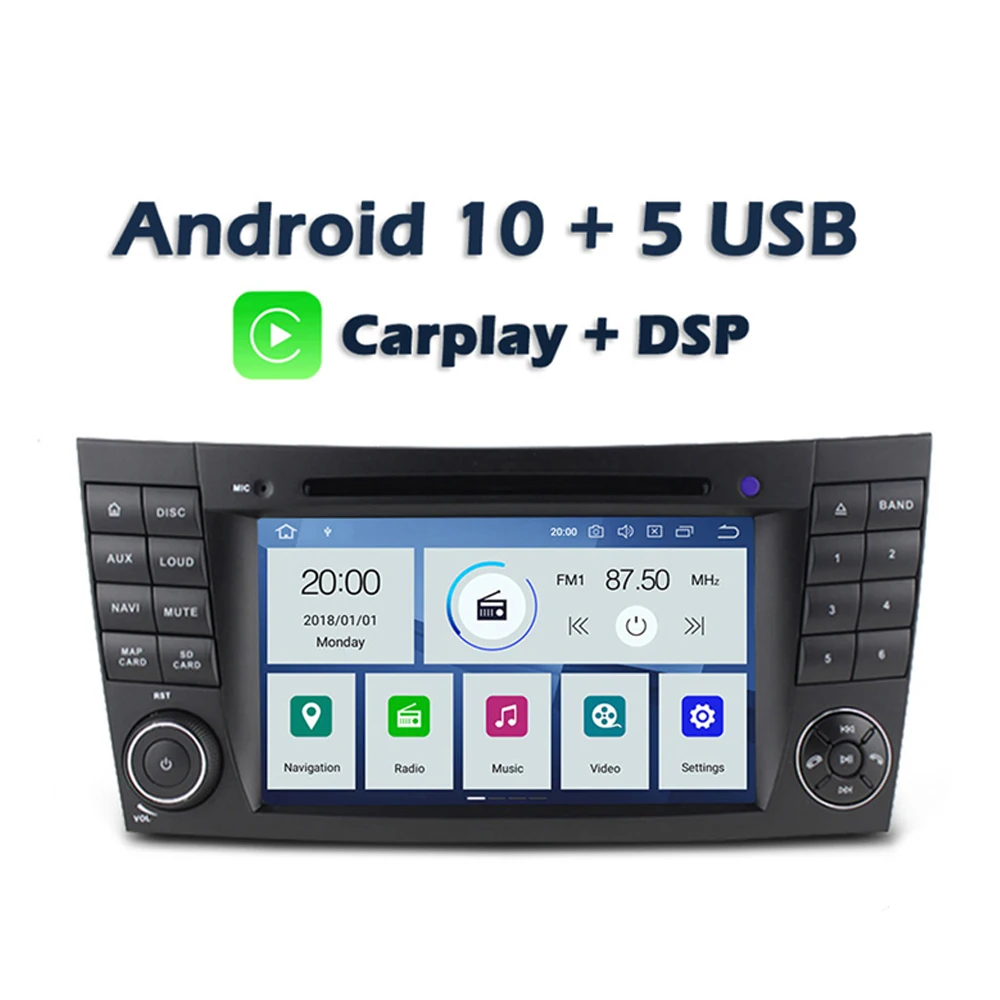 Carplay DSP PX6 IPS Android 10.0 4GB+ 64GB Car DVD Player GPS Map RDS Radio Bluetooth 5.0 For Benz W211 W463 W219 W209 2004-2011