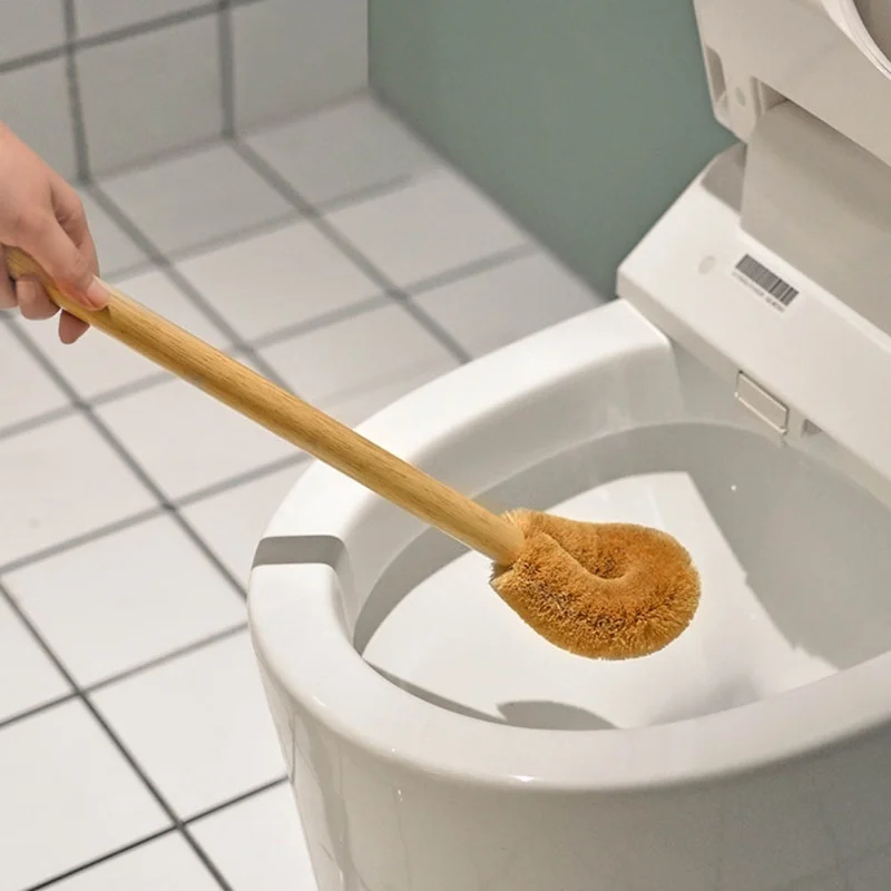 

F2 Bathroom No Dead Spots Toilet Brush Soft Bristles Wooden Toilet Brush Natural Coconut Toilet Cleaning Brush Bathroom Brush