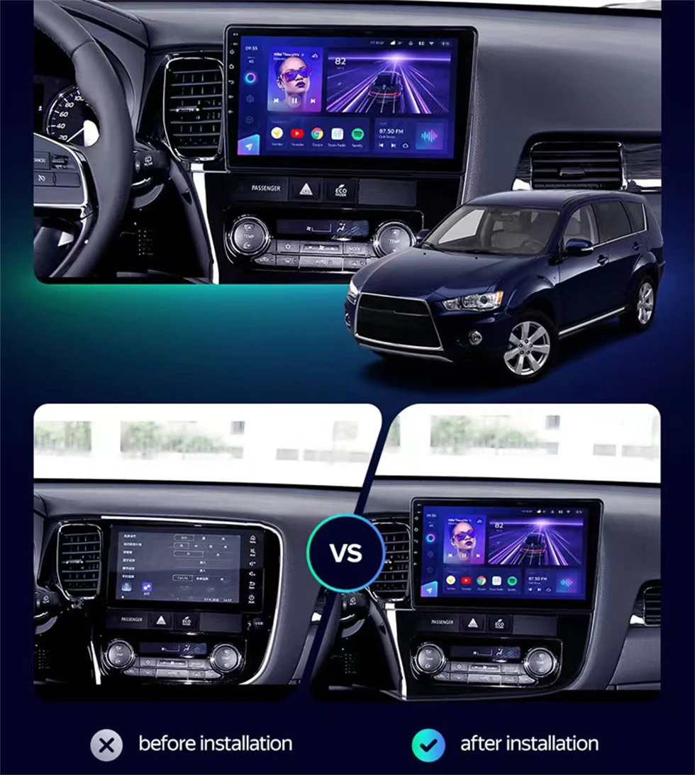 Android 16 Carplay For Mitsubishi Outlander 3 III GF0W GG0W 2018 2019 -2022 Car Radio Multimedia Video Player Navigation FM BT