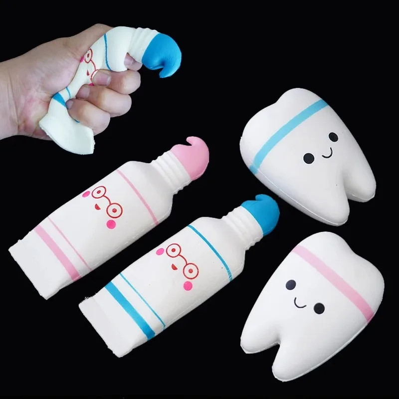 4Pcs Dental Cartoon Teeth Shape Toys Slow Rising Stress Gift For Children Cute Antistress Kids Toys Dentist Gift