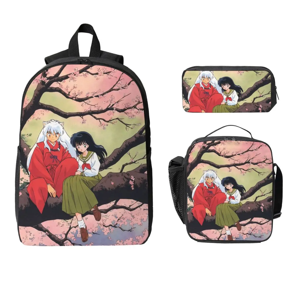 Manga Kimono Inuyasha Sesshomaru Backpack Boys Girls BookBag School Bag Laptop Shoulder Bags 3ps Insulated Lunch Bag Pencil Case