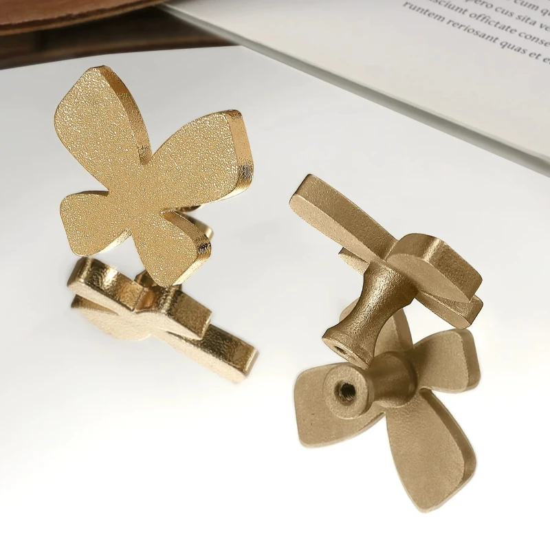 Brass Furniture Symmetrical Butterfly French Light Luxury Creative Furniture Cabinet Door Wardrobe Bedside Table Drawer Handle