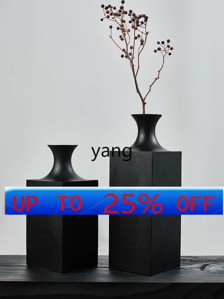 Lmm Solid Wood Art Ornaments Living Room Entrance Tea Table Tea Room Flower Arrangement Mini Flower Vase Decorations