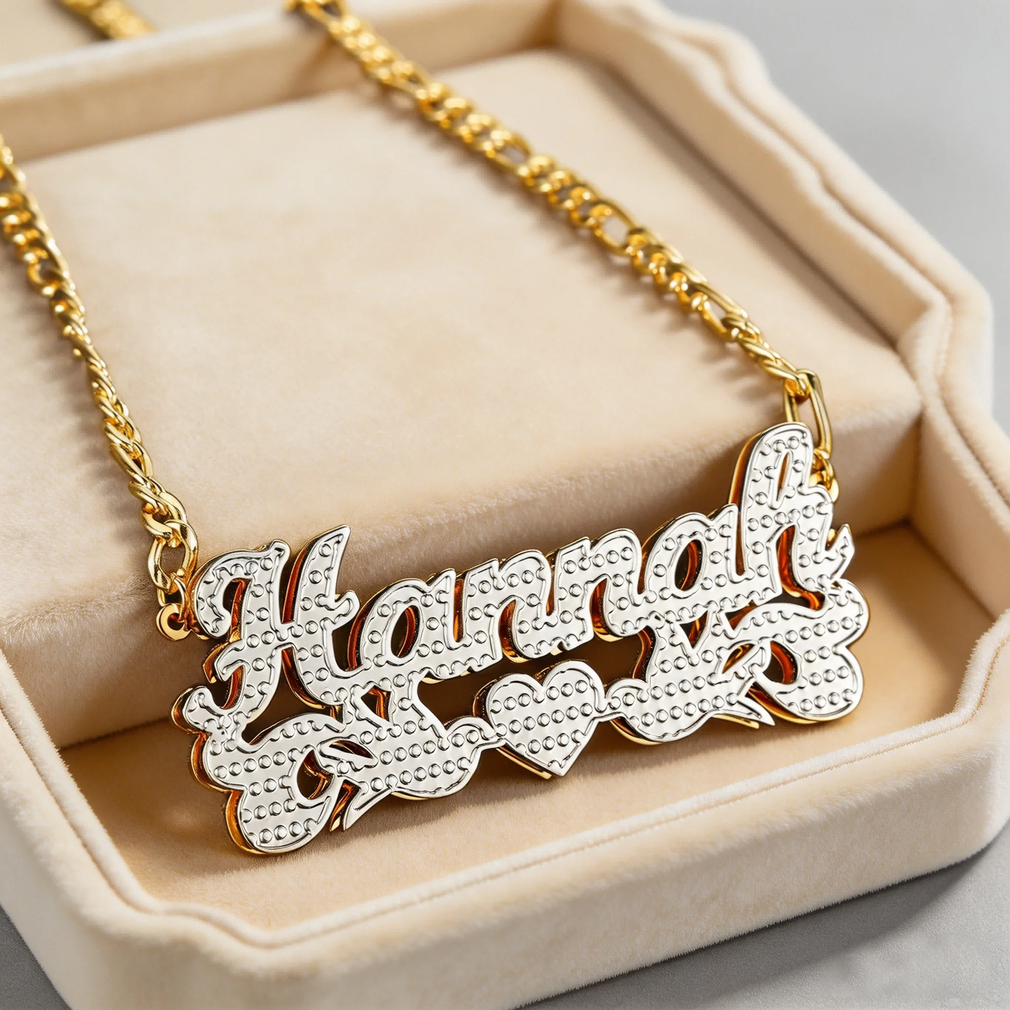 Customized Double Plated Love Bird Name Necklace For Women Gold Plated Stainless Steel Jewelry Customized Names Pendant Jewelry