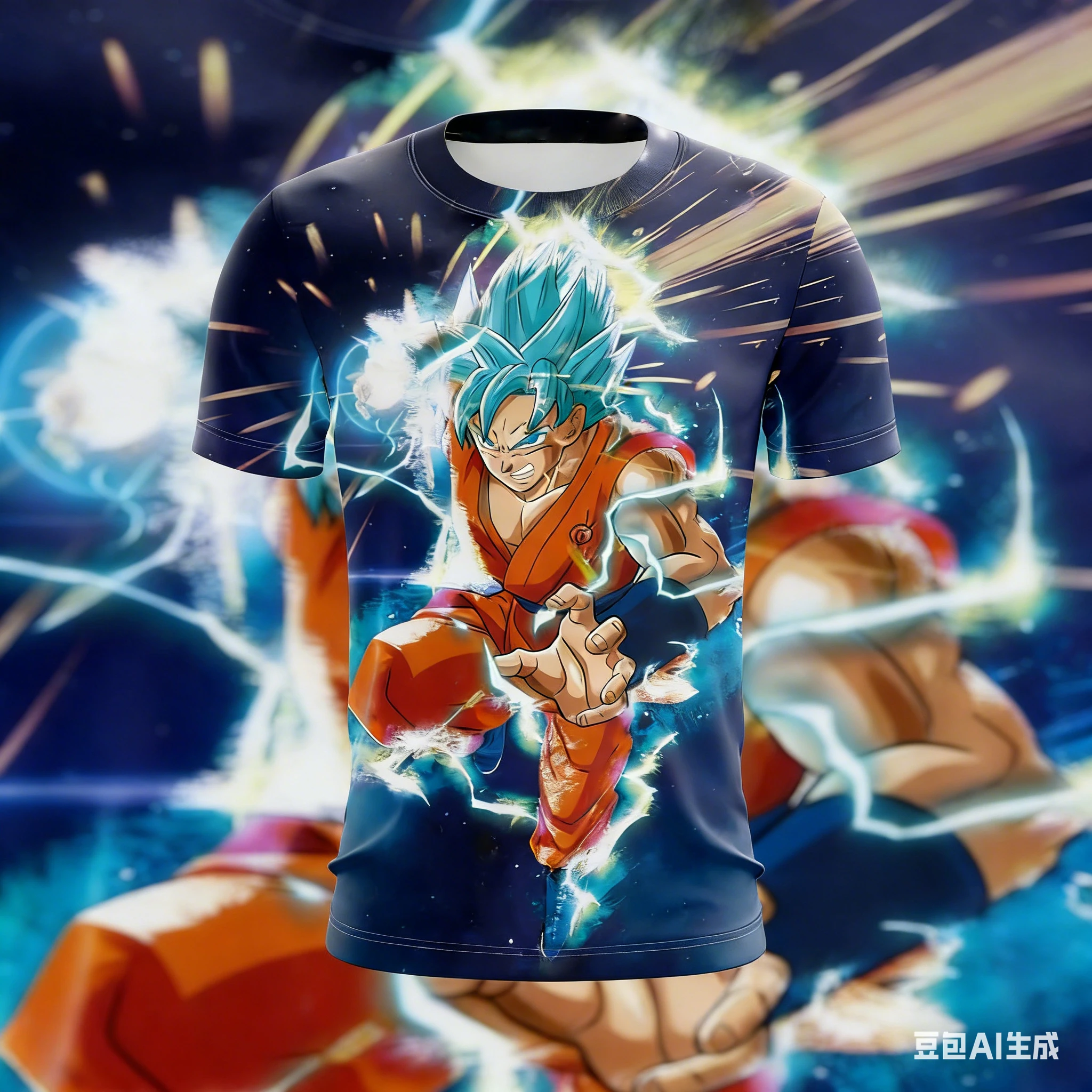 Camiseta Impresa en 3D del Anime Japonés Dragon Ball Z, Impresionante Goku con Cabello Azul en Forma de Dios, Ropa de Moda para Niños y Adultos, Disfraces de Cosplay