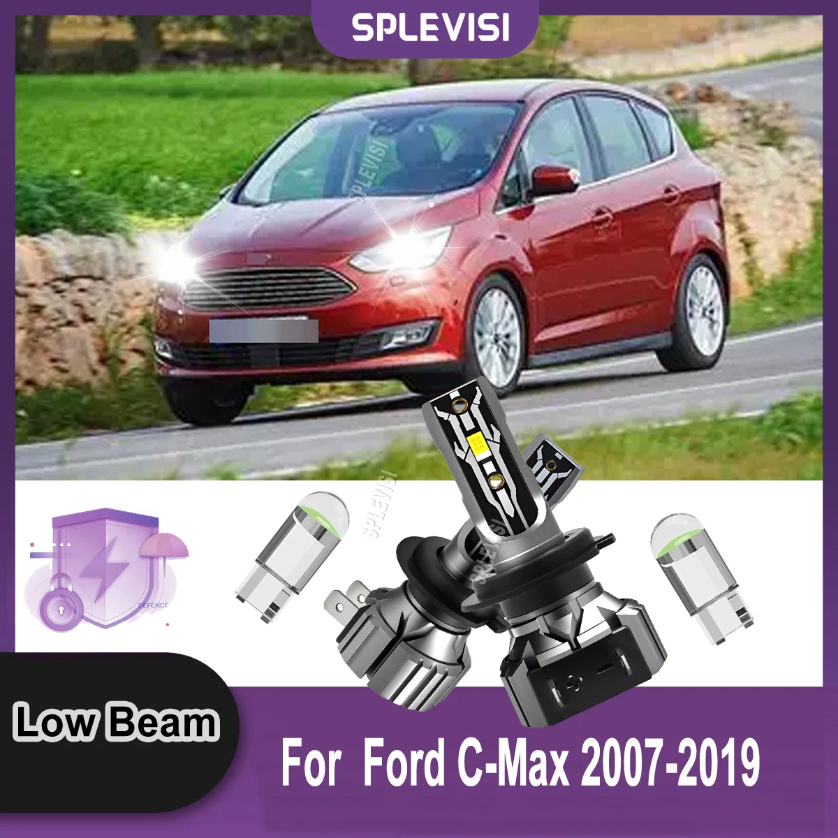 

H7 499 LED 75W White Headlight Low Bulbs with Easy Plug-and-Play Setup For Ford C-Max 2007 2008 2009 2010 2011 2012 2013-2019