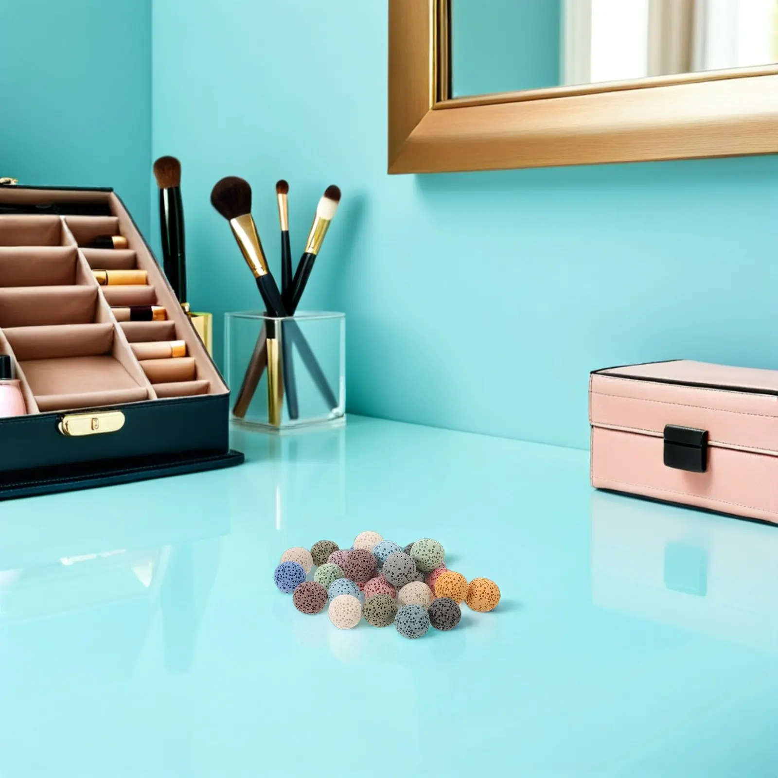 

Набор из 26 натуральных вулканических камней-бусин 14 мм, разноцветные, для ароматерапии, диффузор для дома, декор, ароматизатор из вулканического камня