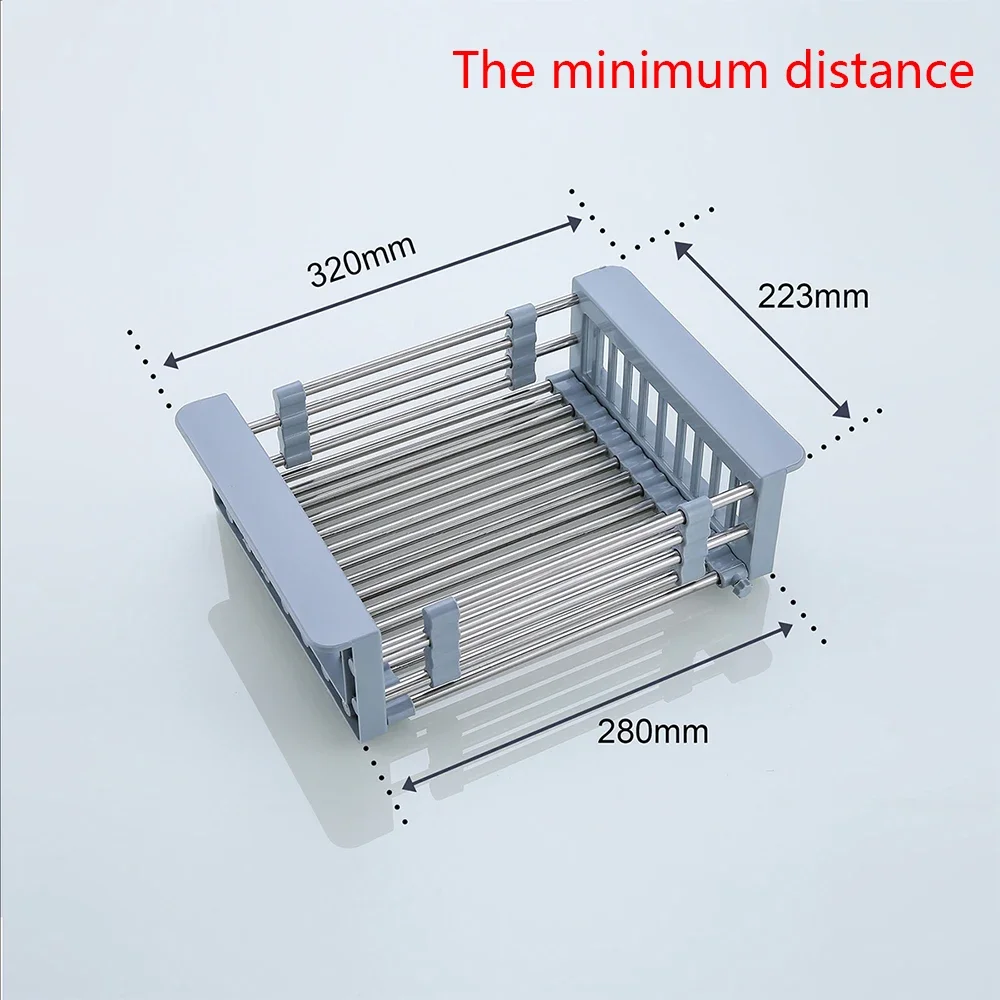 Kitchen Sink Drain Rack Silica Gel Drainage Kitchen Sink Drain RackStainless Steel Tube Holder Foldable Flume Fittings.