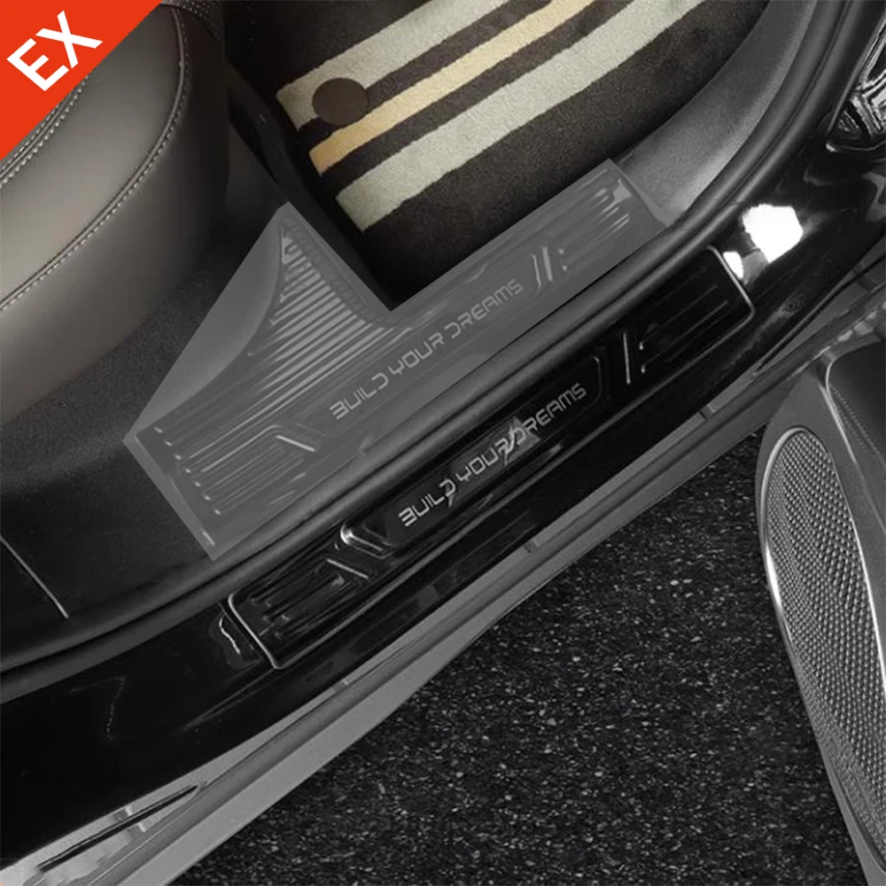 ل BYD Sealion 7 أسد البحر 07 2024-2025 عتبة باب السيارة لوحة بالية ترحيب دواسة حماية الفولاذ المقاوم للصدأ أسود/فضي مقبلات