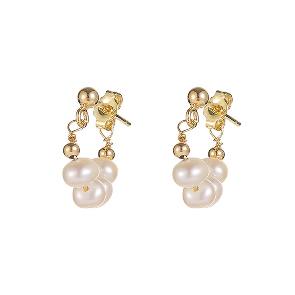 Baroque Freshwater Pearl Copper 14k Gold Plated Stud Earrings for Women Sweet High Quality Jewelry Birthstone Anniversary Gifts