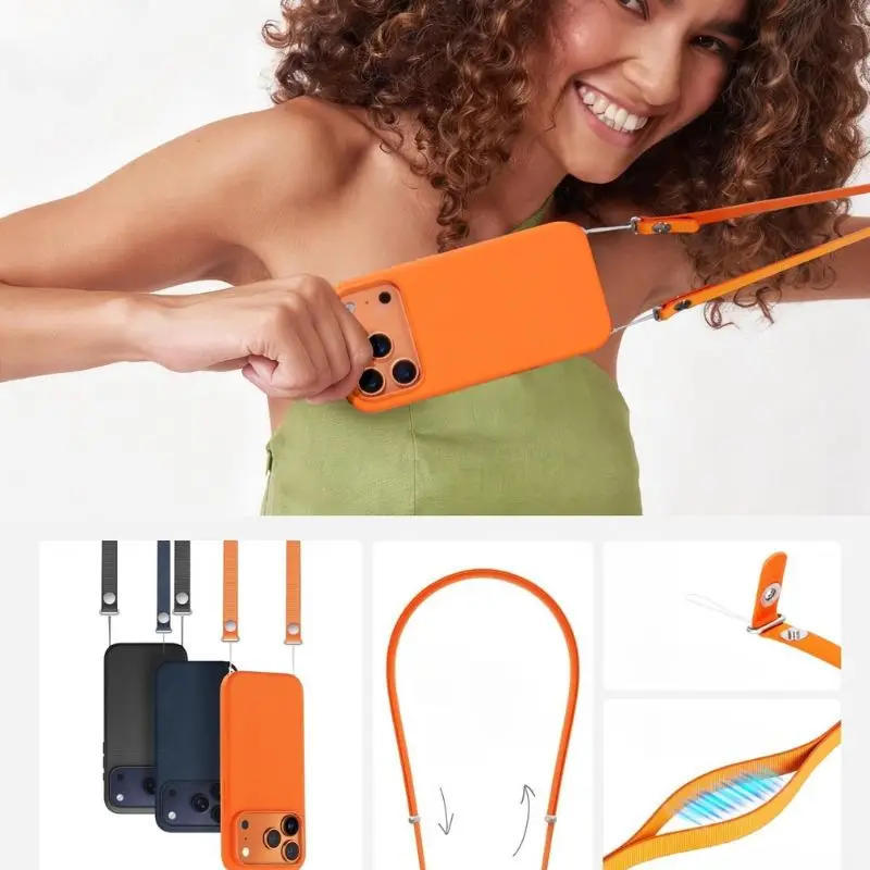 

Оригинальный 1:1, магнитный чехол через плечо, ремешок для телефона для IPhone 17 Pro Max, регулируемый шейный ремешок, многофункциональный ремешок