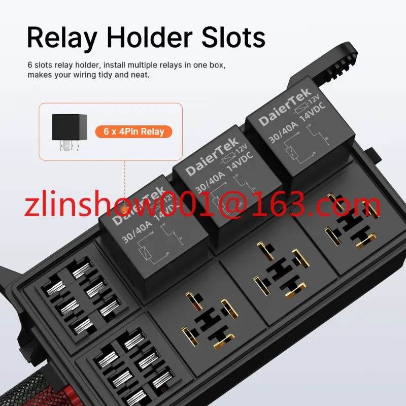 Presa relè a 4 pin Scatola relè fusibile precablato Presa relè a 6 vie con fusibili e coperchio per barca camion auto