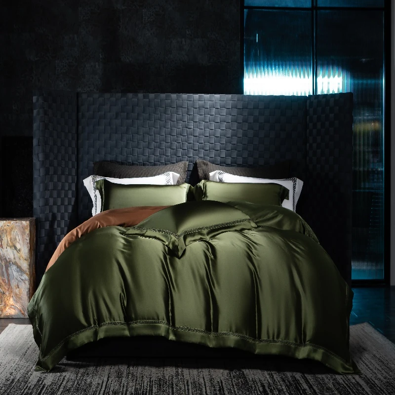 Premium Satin Silky Duvet Cover Set Ultra Soft Cooling Resists Wrinkles Excellent Drape Bedding Duvet cover Bed sheet Pillowcase