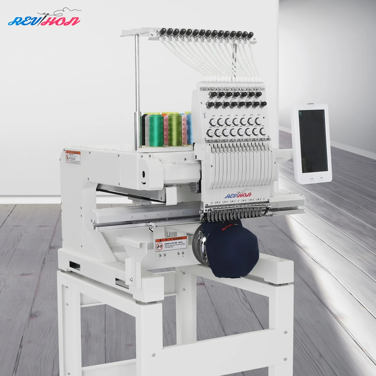 REVHON Single Head Computerized Cap Embroidery Machine 1200 RPM Automatic with 400x600mm Embroidery Area