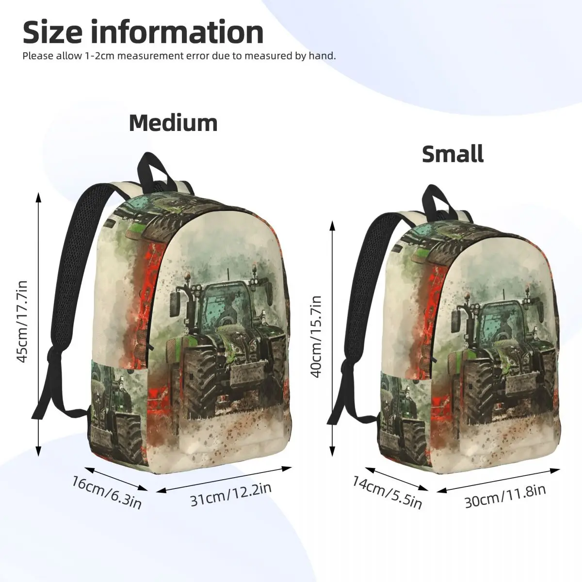Fendt Tractor Grafting Backpack Daypack Large Capacity Children BookBag School Bag Shoulder Bags for Men Women