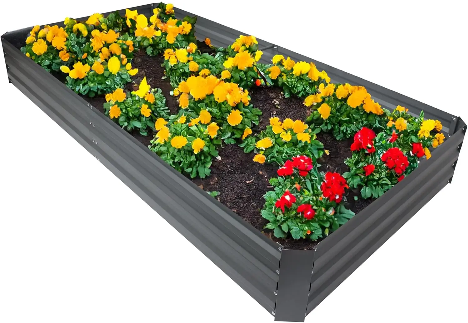 Galvanized Steel Rectangular Raised Garden Bed - for Flowers, Plants, and Vegetables - Gray - 4 x 8 ft