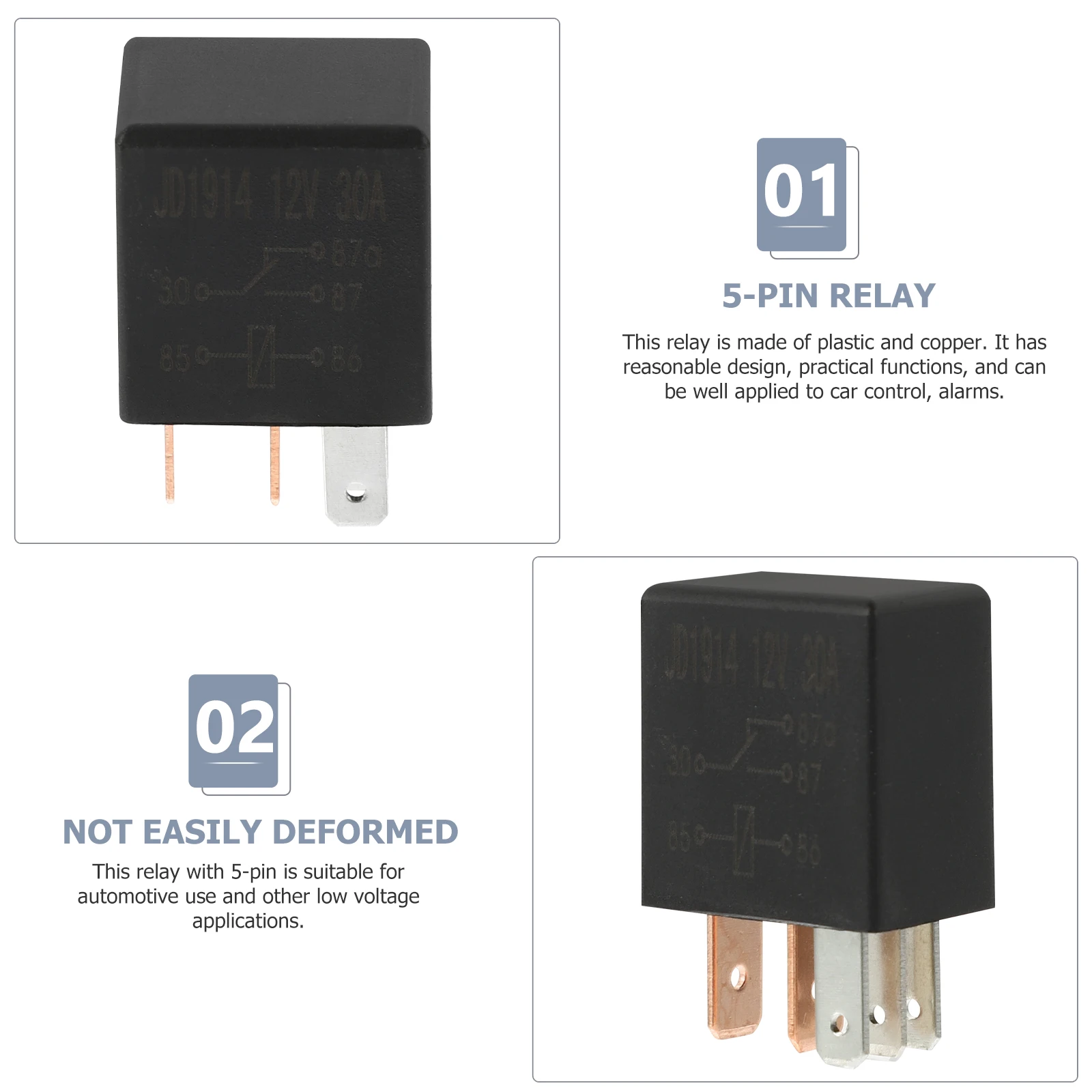 

1Pcs Impact Resistant 5 Pin Car Relay 12V 30A Durable Switching Relay for Automotive Applications