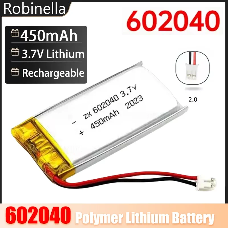 3.7V 450mAh 602040 Lithium Polymer Li-ion Rechargeable Battery for GPS MP3 MP4 MP5 Car DVR Tachograph Headphone Li-po Ion Cells