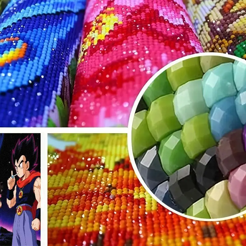 1PC DIY 5D Full Drill Diamond Painting Kit, Anime Dragon Ball Z Vegeta & German Shepherd Dog in Cosmic Scene, Rhinestone Embroid
