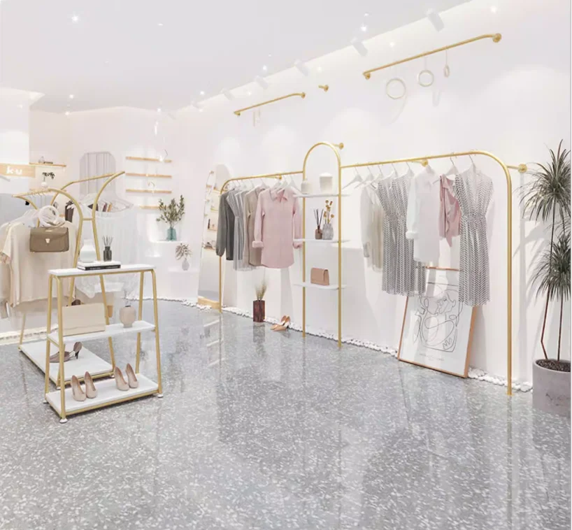 

Iron Artwork With Painted FinishClothing Store Display Rack Display Rack Women's Clothing Store Decoration Hanger On The Wall Sp