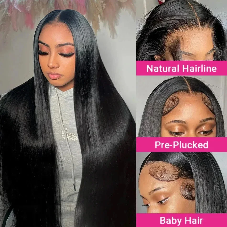 250% 40 44 Polegada peruca frontal de renda reta 13x6 hd perucas frontais de renda cabelo humano 13x4 osso peruca frontal de renda reta para mulher