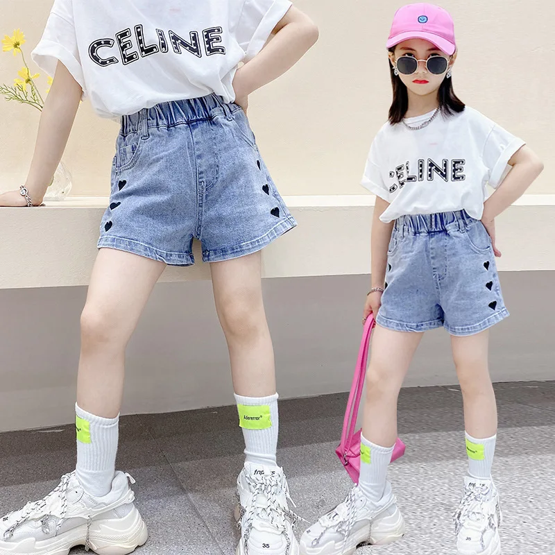 Children's Jeans for Girls Denim Shorts Summer Boys Girls Outer Wear Comfortable Fashion Casual Soft Cute Cartoon Print Jeans