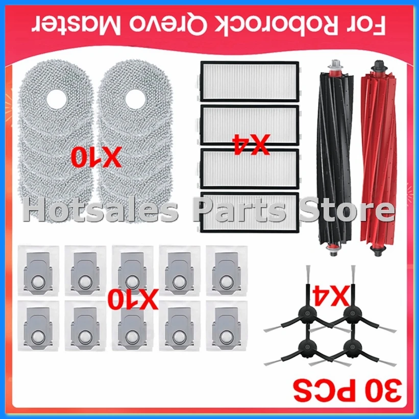 

Запасные части и аксессуары для робота-пылесоса Qrevo Master: основная и боковые щетки, HEPA-фильтр, насадки для влажной уборки, мешки для сбора пыли - A63M