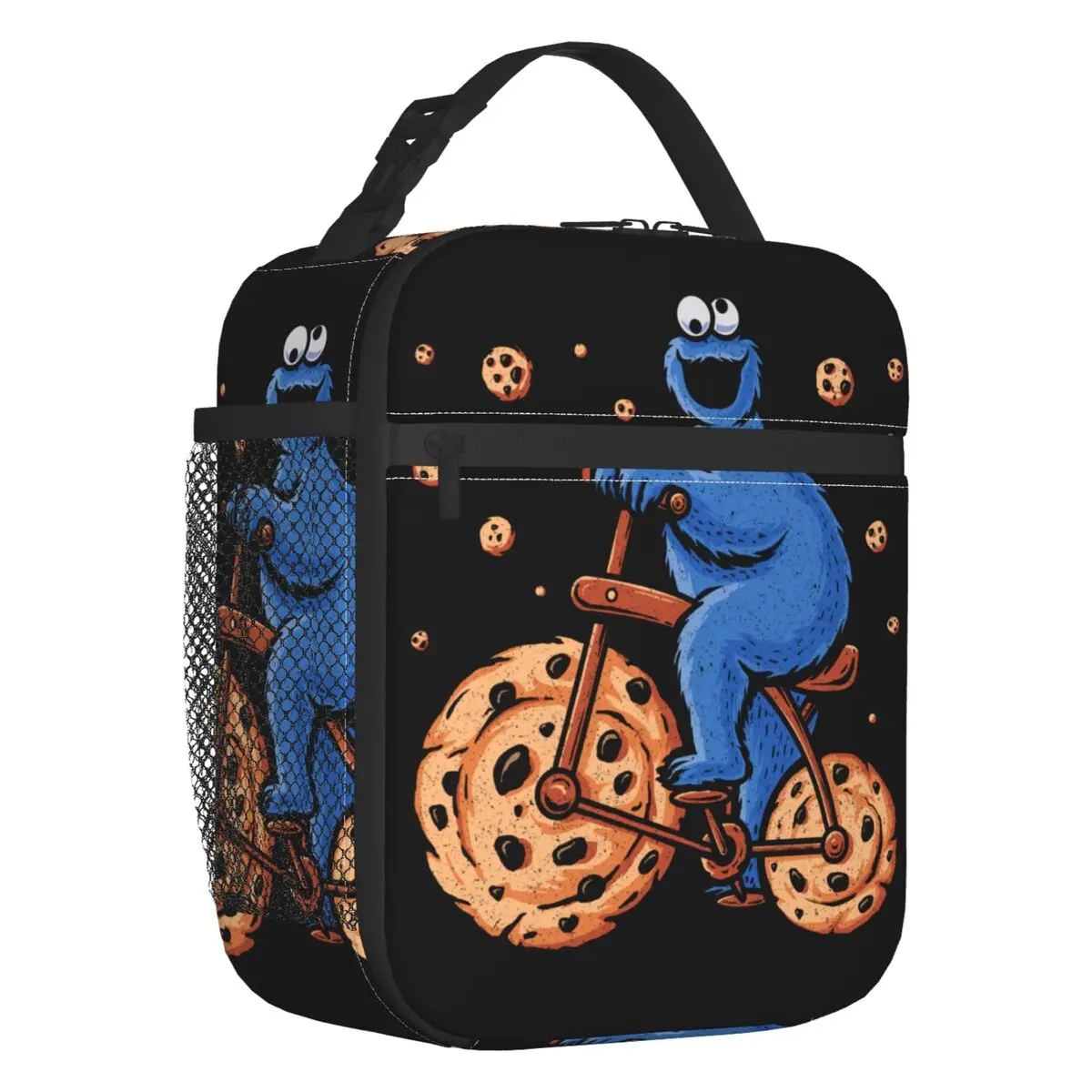 Custom Cookie Exercise-Funny Monster Bike Insulated Lunch Bags for Women Portable Cooler Thermal Food Lunch Box Camping Travel