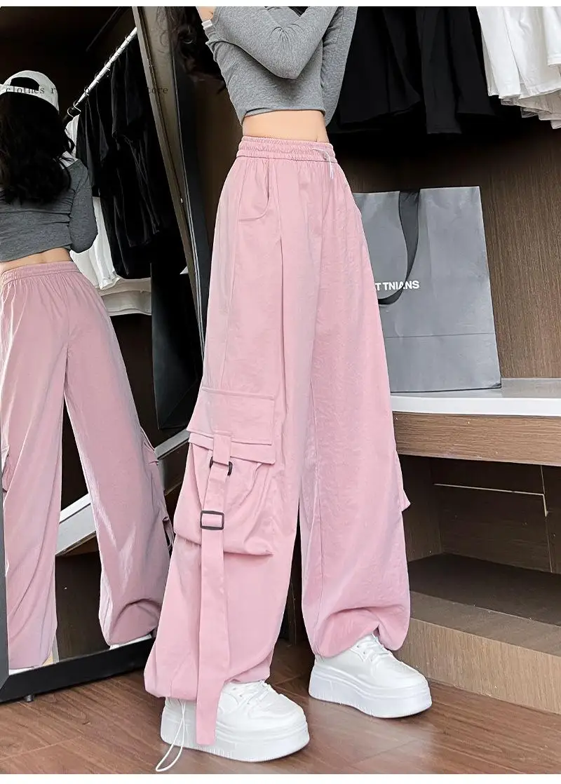 American Wide Leg Work Pants for Women In Spring and Summer High Waisted and Drooping Casual Floor Length Sports Pants