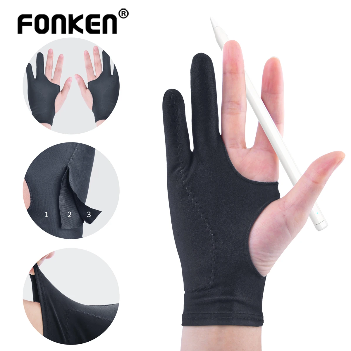 Anti‑Mistouch Painting Gloves 2‑Finger Drawing Gloves Sketch Hand Writing Electronic Screen Anti Mistouch Fouling Sweat Dirty