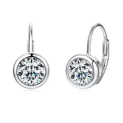 IOGOU D Color Moissanite Clip Earrings for Girls 6.5mm/8mm Moissanite Diamond Round Earrings Silver 925 Jewelry Wedding Gift
