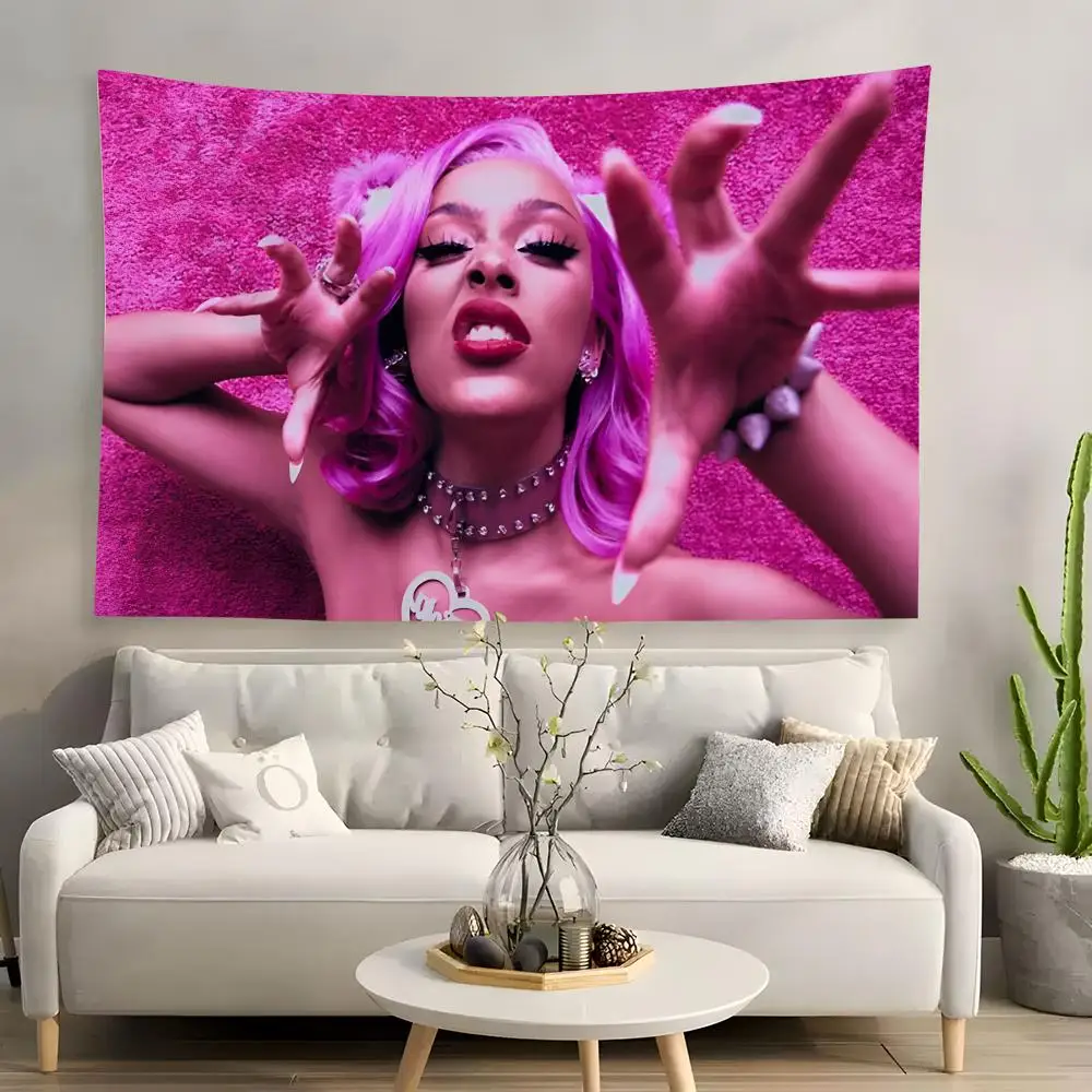 Pop Rap D-doja CatS Tapestry House Bedroom Living Bar Garden Microfiber Decoration Background