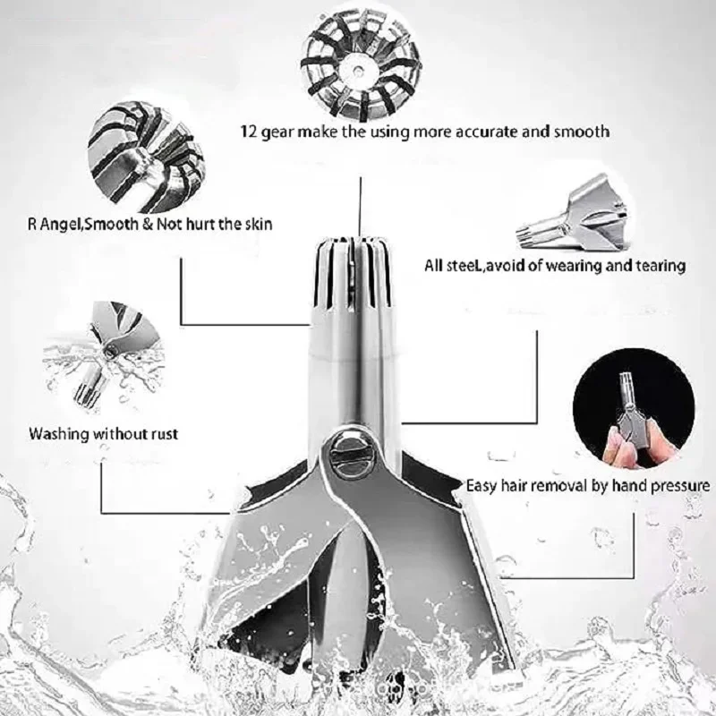 Men and Women Nose Hair Trimmer Noiseless Washable Nasal Wash Clippers Cutter Removal Shaving Beauty Health