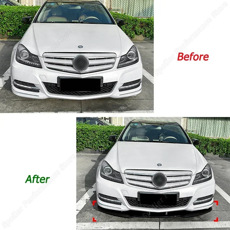 Gloss Black Car Front Bumper Splitter Lip Spoiler Diffuser Guard For Mercedes Benz C Class W204 Standard 2011 2012 2013 2014 LCI