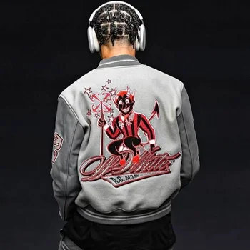 Giacca college ricamata primavera autunno uomo streetwear giacca bomber cappotto da baseball moda uomo abbigliamento cappotti oversize